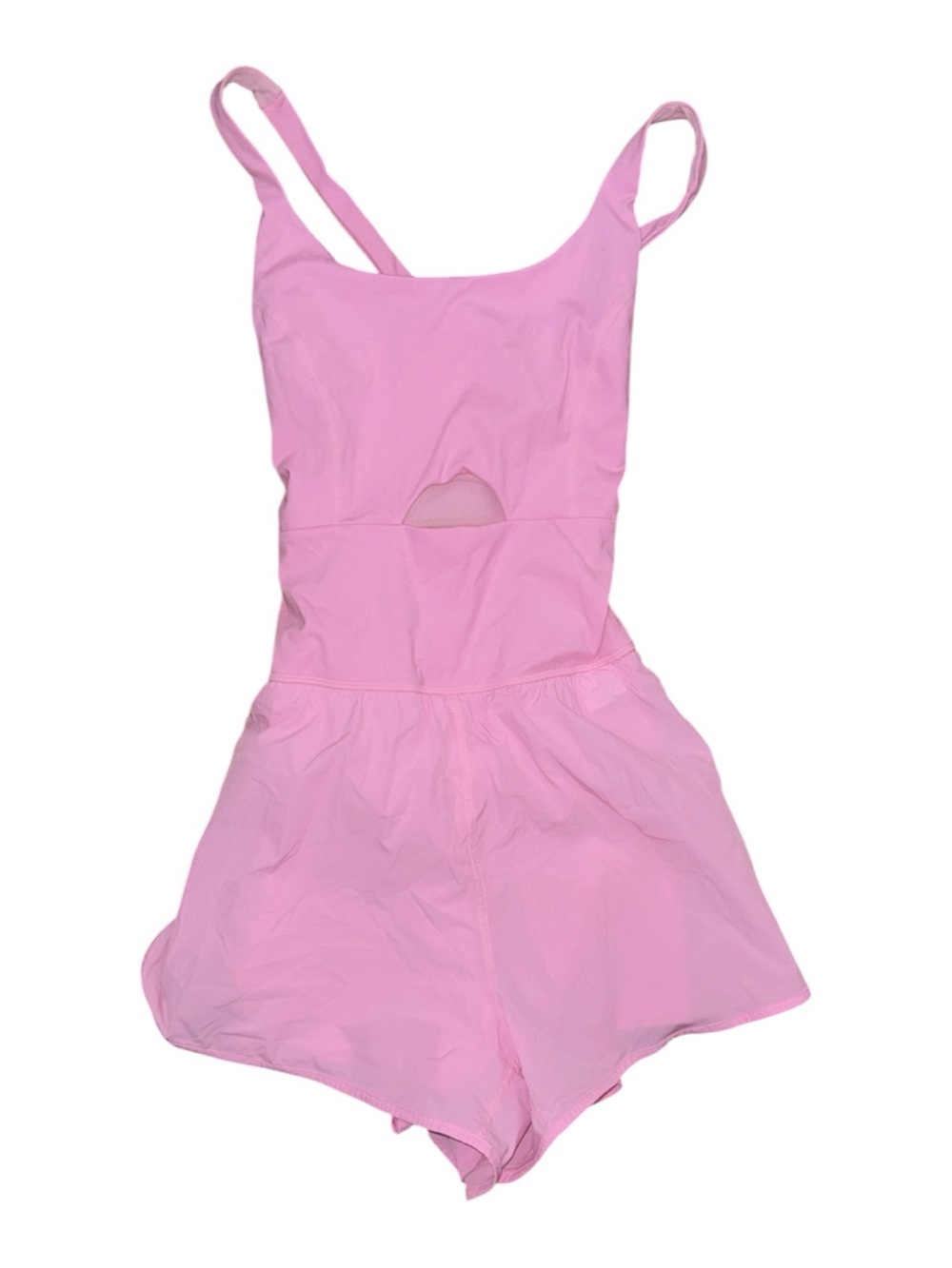Slim-Fit Pink Sleeveless athletic Romper with Front Keyhole